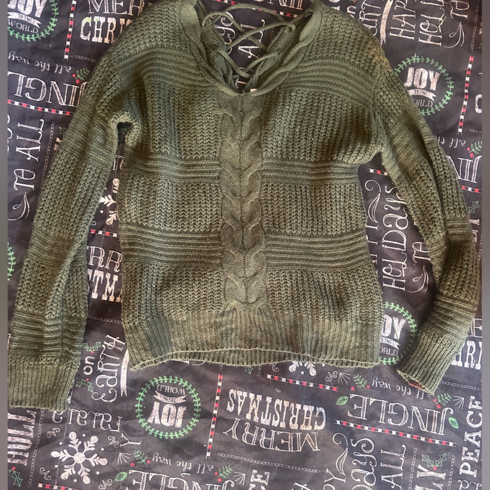 Olive Green Cable Knit Sweater